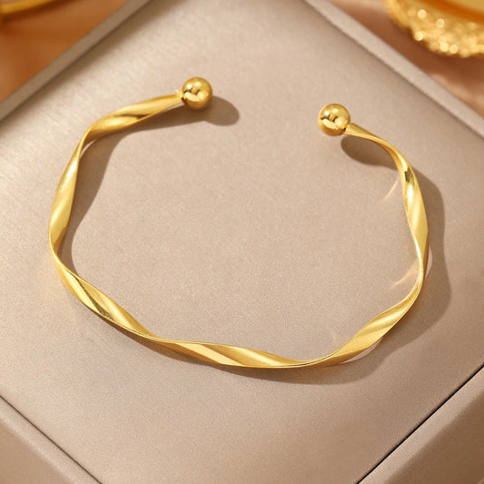 Exquisite Stainless Steel Bracelets with Round Bead Design for Women