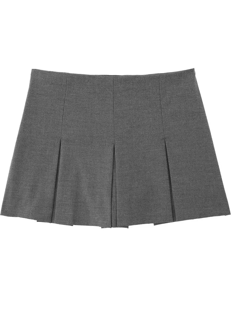 MUJER High Waist Pleated Skirt Shorts - Stylish Striped Bermuda Mini Shorts for Women