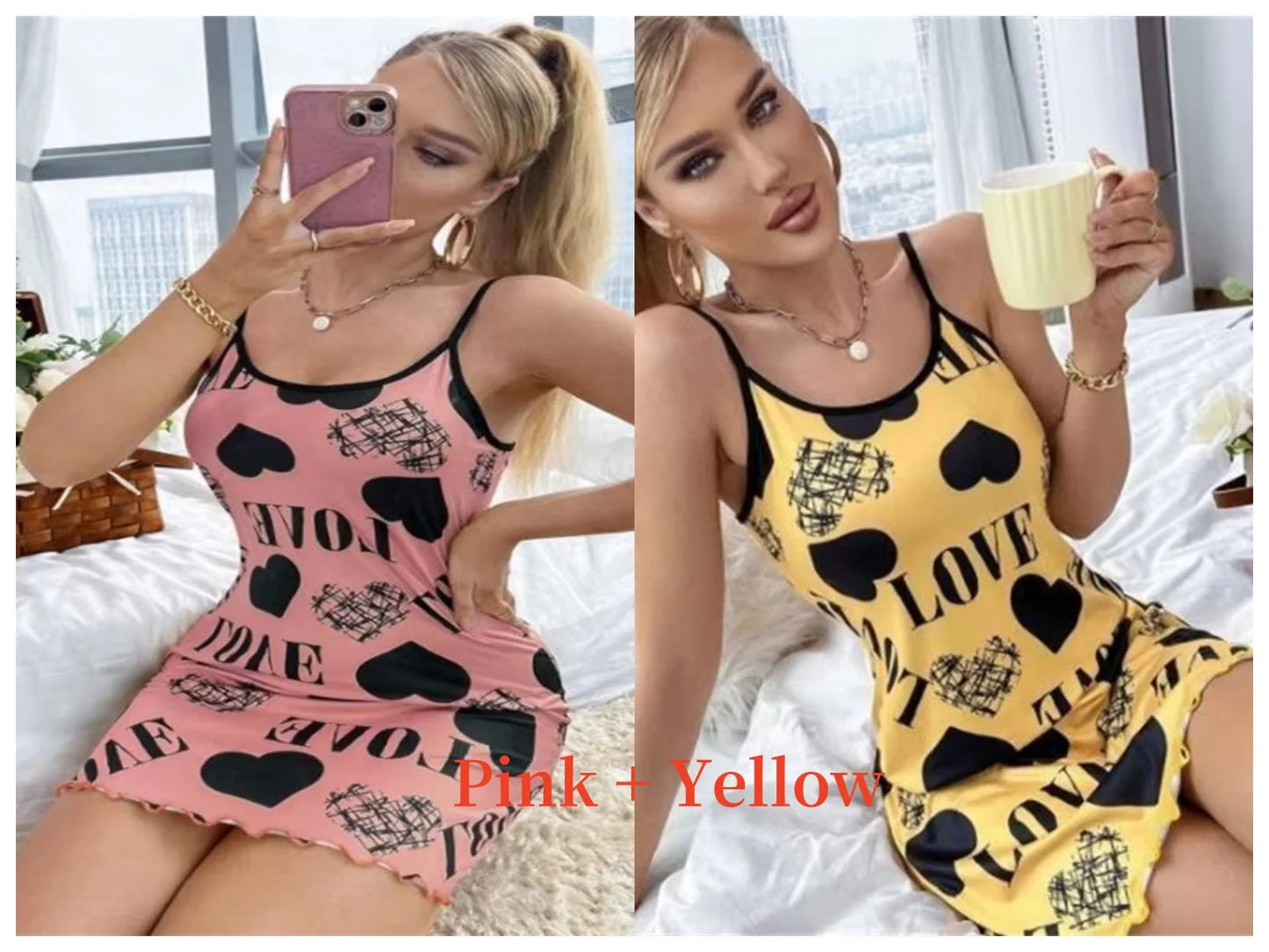 Summer Women's Sexy Halter Nightgown with Cute Printing