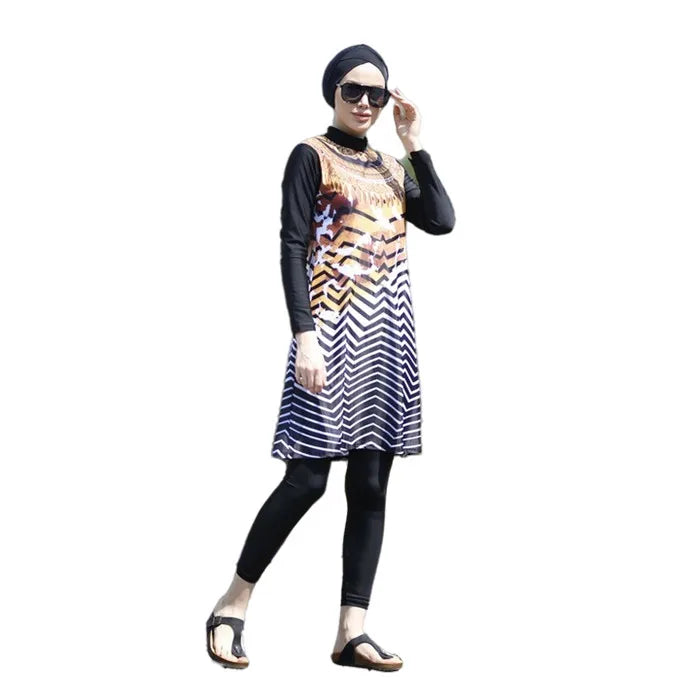 Plus Size Long-Sleeve Modest Burkini Cover-Up