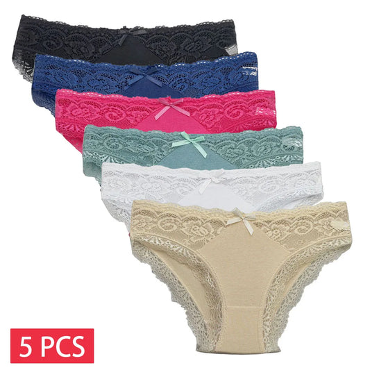 Cotton Briefs Ladies 5 PCS/SET Lace Panty Underpants Seamless Panties for Women Lingerie