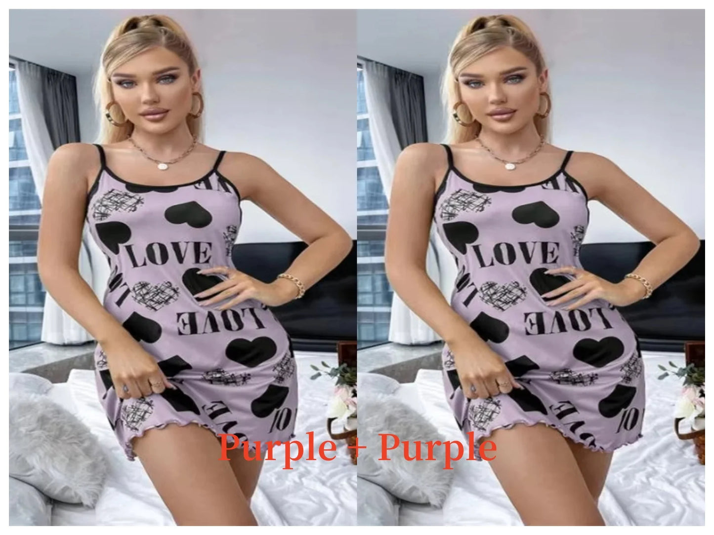 Summer Women's Sexy Halter Nightgown with Cute Printing