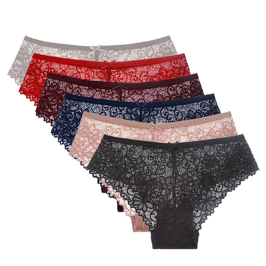 5 PCS/Set Mesh Briefs Lace Panties - Sexy Transparent Underwear for Women