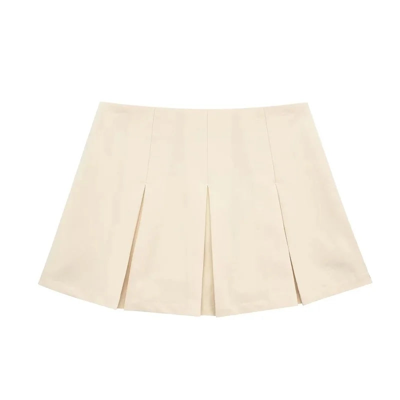 MUJER High Waist Pleated Skirt Shorts - Stylish Striped Bermuda Mini Shorts for Women