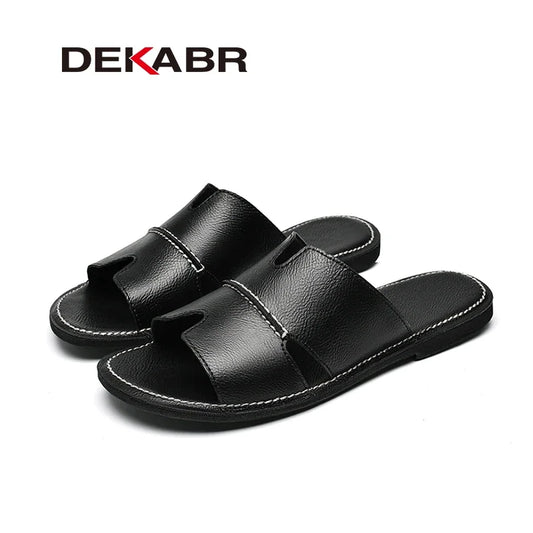 DEKABR Quality Split Leather Non-Slip Slippers for Men