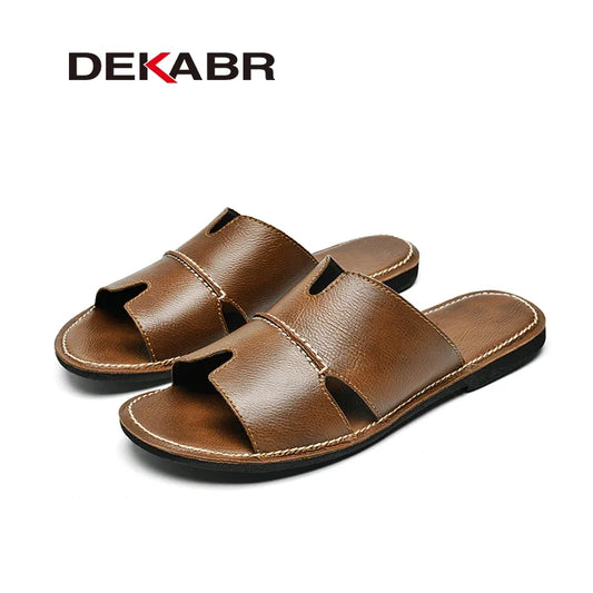 DEKABR Quality Split Leather Non-Slip Slippers for Men