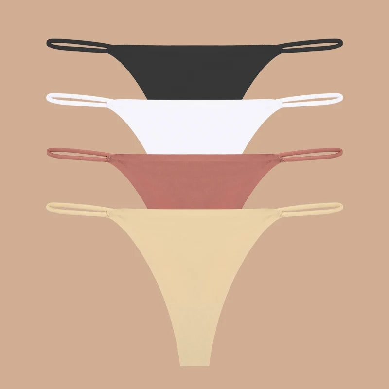 4Pcs Seamless Ice Silk Thongs for Women