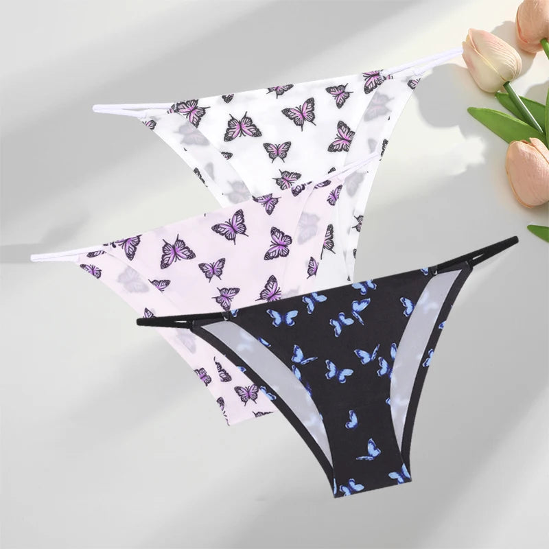 FINETOO 3Pcs Seamless Silk Leopard Underwear