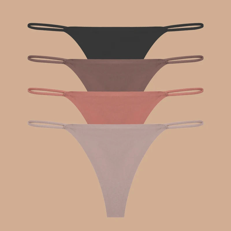 4Pcs Seamless Ice Silk Thongs for Women
