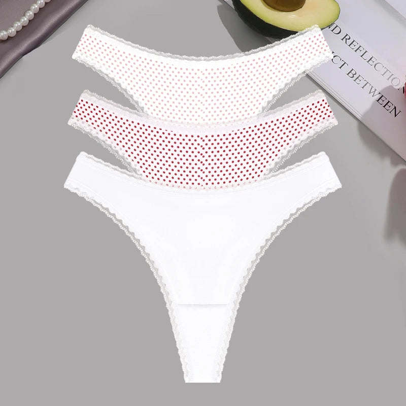 FINETOO 3Pcs Lace Panties Set - Sexy Low-Waist Thongs