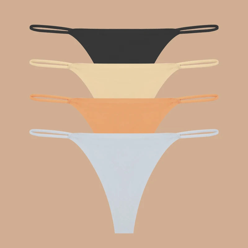 4Pcs Seamless Ice Silk Thongs for Women