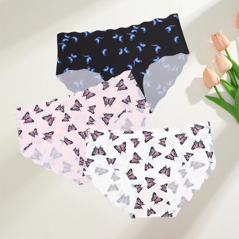 FINETOO 3Pcs Seamless Print Underwear for Women