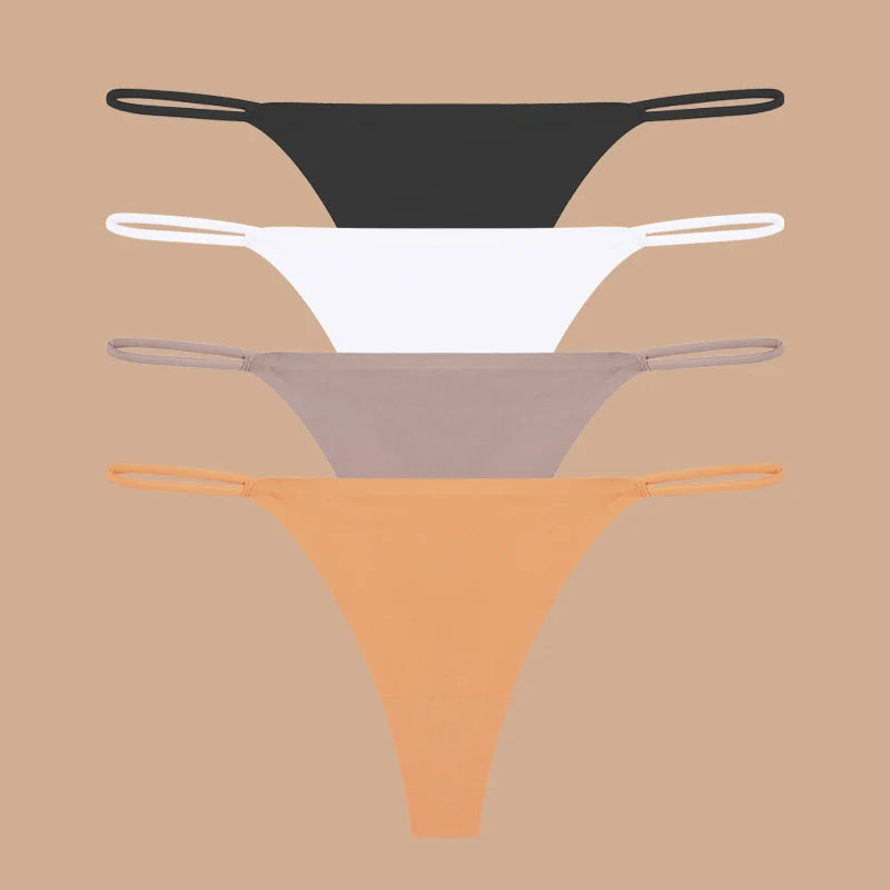 4Pcs Seamless Ice Silk Thongs for Women