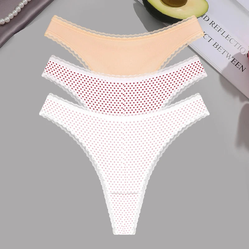 FINETOO 3Pcs Lace Panties Set - Sexy Low-Waist Thongs