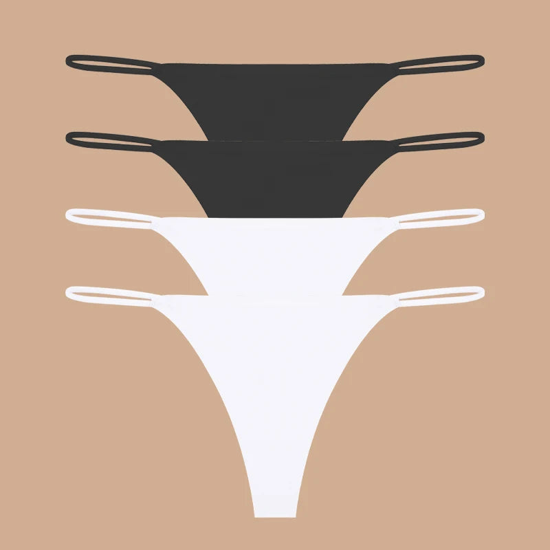 4Pcs Seamless Ice Silk Thongs for Women