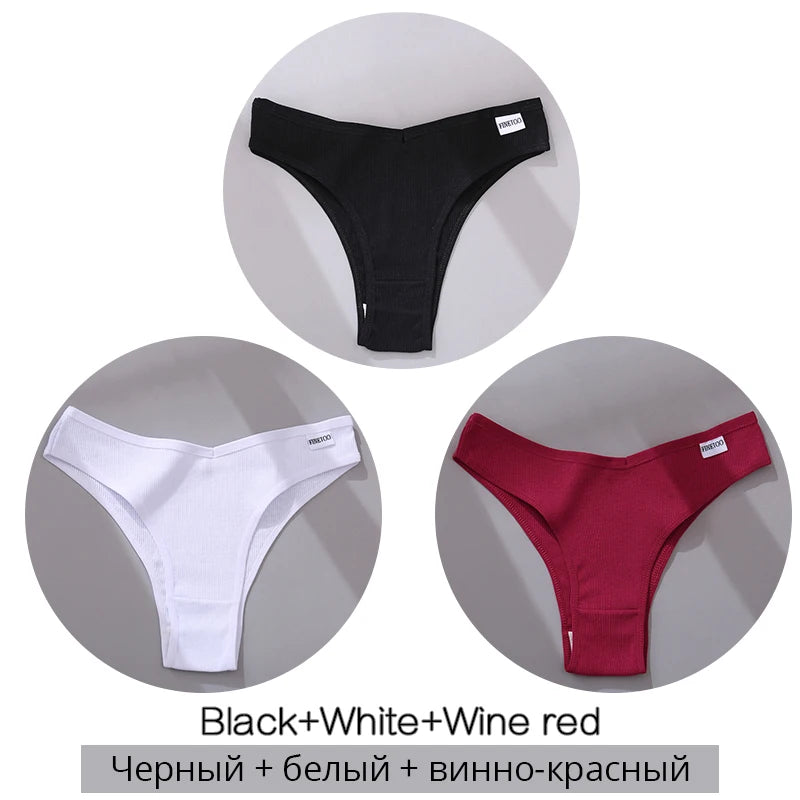 FINETOO Cotton Brazilian Panties 3Pcs Set