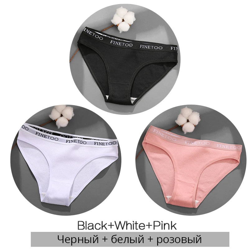 FINETOO 3PCS Women's Cotton Panty Set