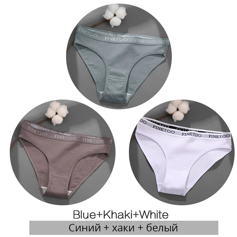 FINETOO 3PCS Women's Cotton Panty Set