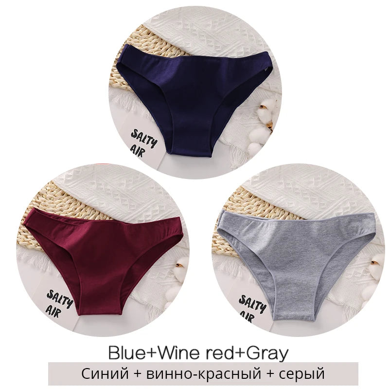 FINETOO M-2XL Women Cotton Underwear 3Pcs/set