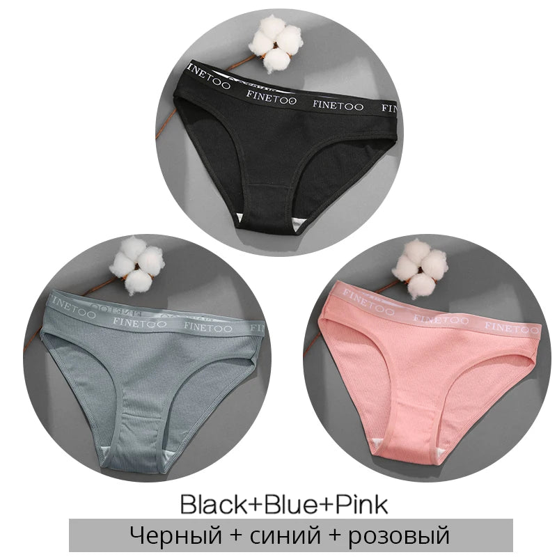 FINETOO 3PCS Women's Cotton Panty Set