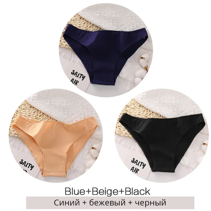 FINETOO M-2XL Women Cotton Underwear 3Pcs/set