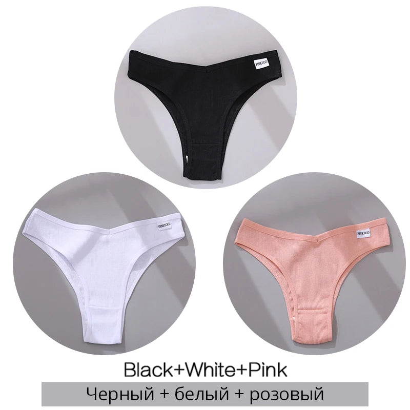 FINETOO Cotton Brazilian Panties 3Pcs Set