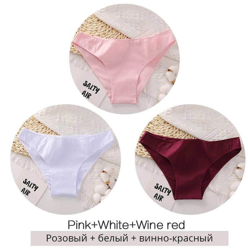 FINETOO M-2XL Women Cotton Underwear 3Pcs/set