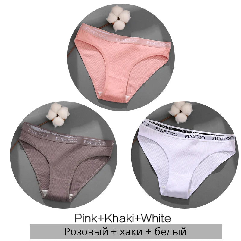 FINETOO 3PCS Women's Cotton Panty Set