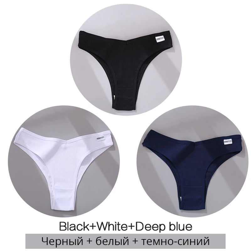 FINETOO Cotton Brazilian Panties 3Pcs Set