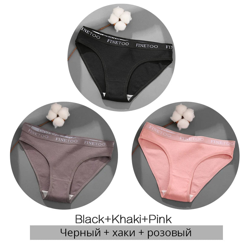 FINETOO 3PCS Women's Cotton Panty Set