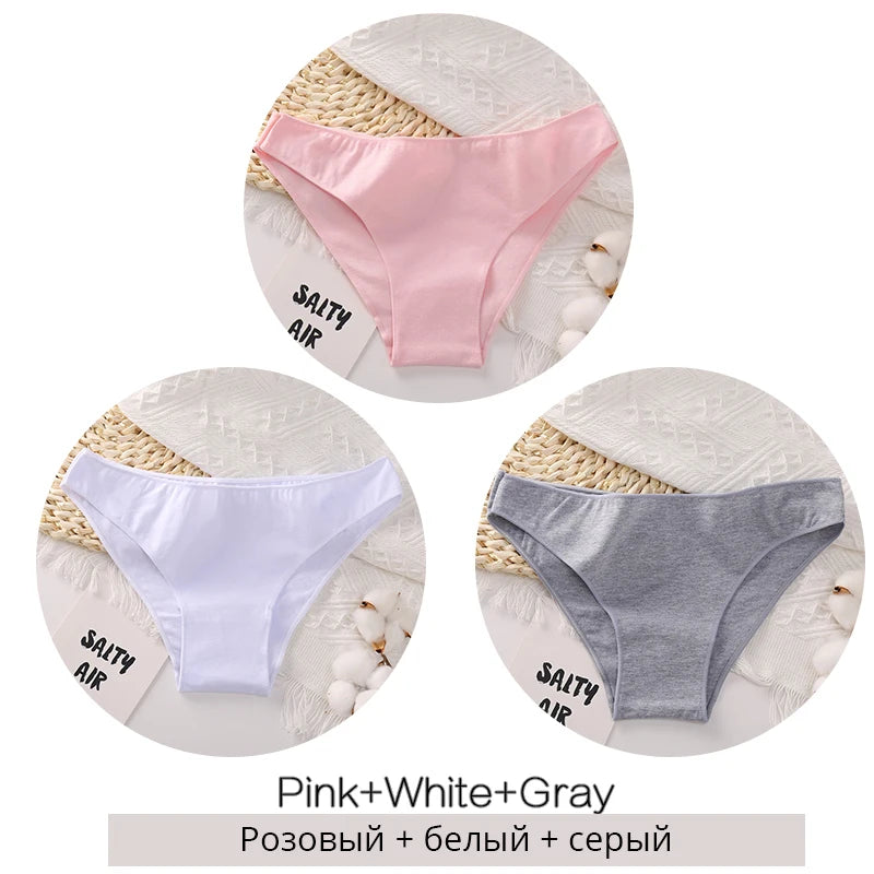 FINETOO M-2XL Women Cotton Underwear 3Pcs/set