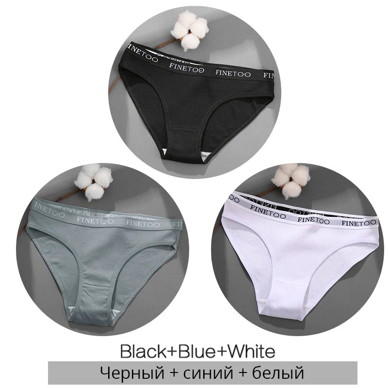 FINETOO 3PCS Women's Cotton Panty Set