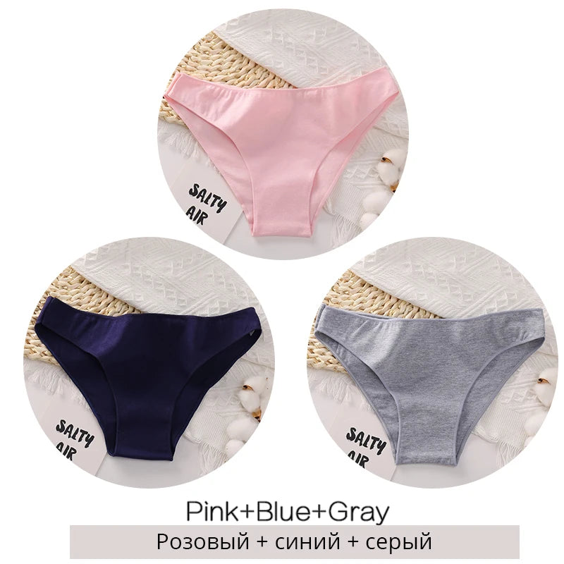 FINETOO M-2XL Women Cotton Underwear 3Pcs/set