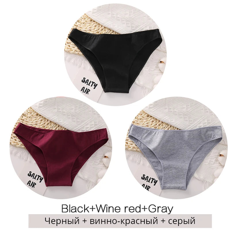 FINETOO M-2XL Women Cotton Underwear 3Pcs/set