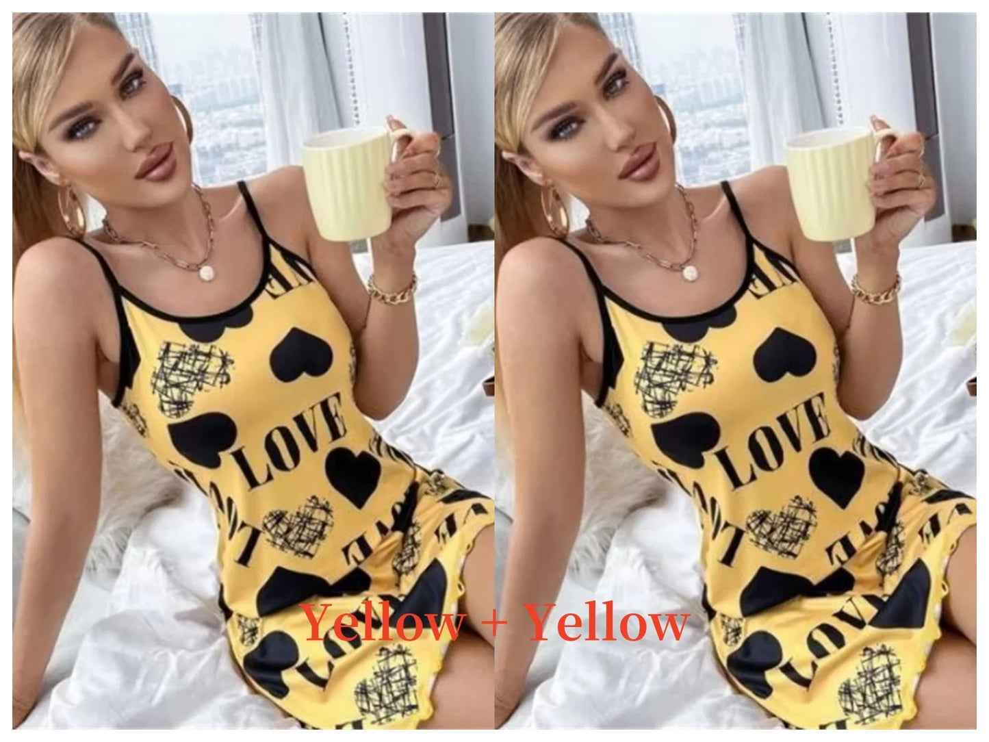 Summer Women's Sexy Halter Nightgown with Cute Printing