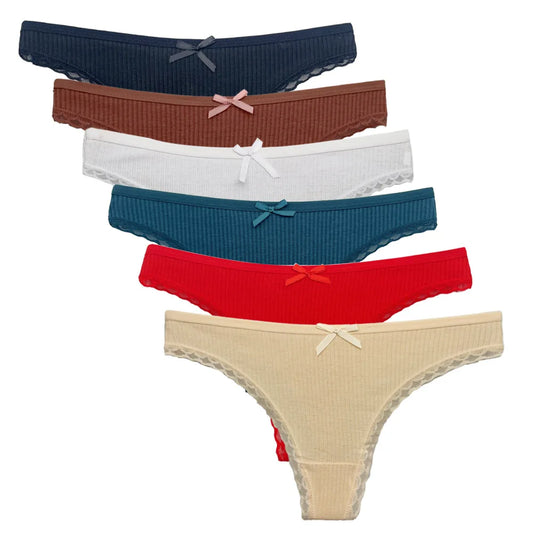 5 PCS/Set Cotton Thong Women Underwear - Sexy Lace Panties