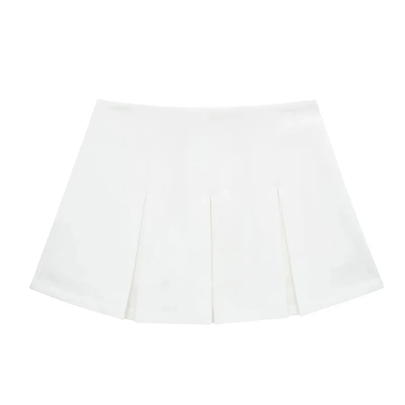 MUJER High Waist Pleated Skirt Shorts - Stylish Striped Bermuda Mini Shorts for Women