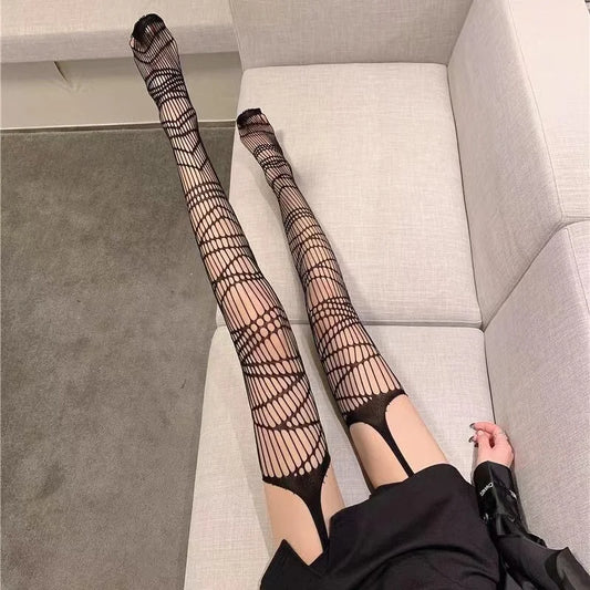 Gothic Bat Long Fishnet Stockings for Women - Harajuku Alternative Tights