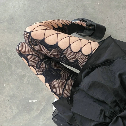 Gothic Fishnet Stockings for Women - Lolita Mesh Tights with Patterns