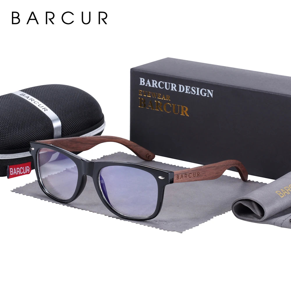 BARCUR Black Walnut Polarized Sunglasses – UV400 Wooden Unisex Shades with Original Box