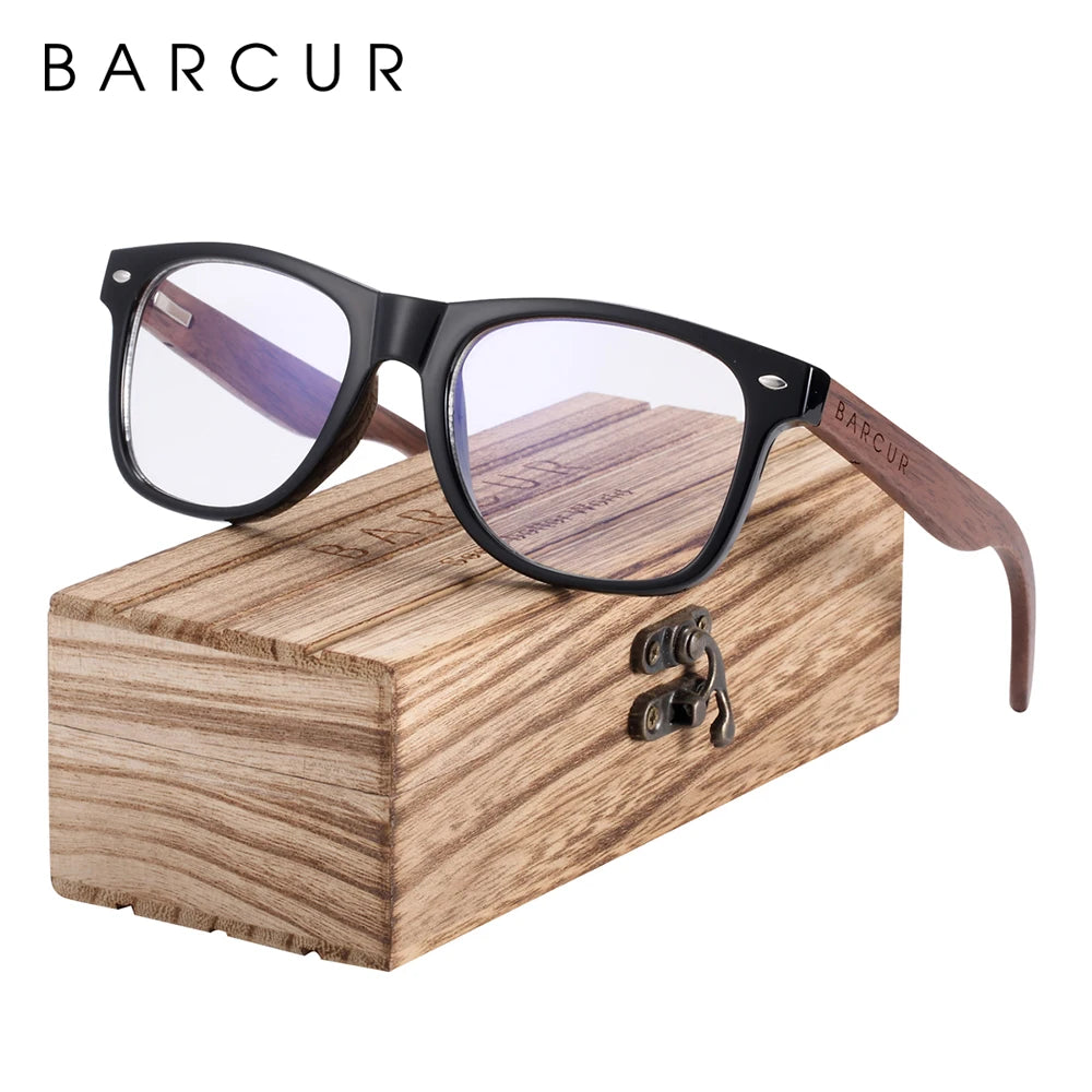 BARCUR Black Walnut Polarized Sunglasses – UV400 Wooden Unisex Shades with Original Box