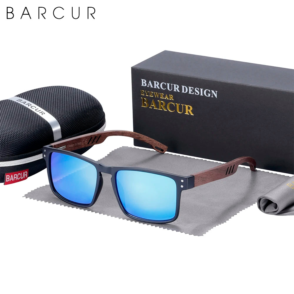 BARCUR Walnut Wood Polarized Sunglasses – Designer UV400 Unisex Shades