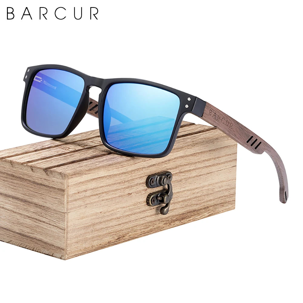 BARCUR Walnut Wood Polarized Sunglasses – Designer UV400 Unisex Shades