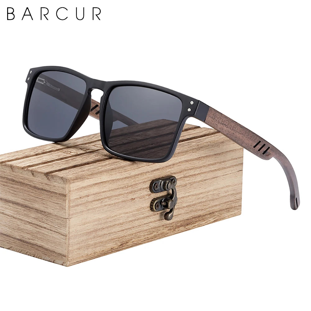 BARCUR Walnut Wood Polarized Sunglasses – Designer UV400 Unisex Shades