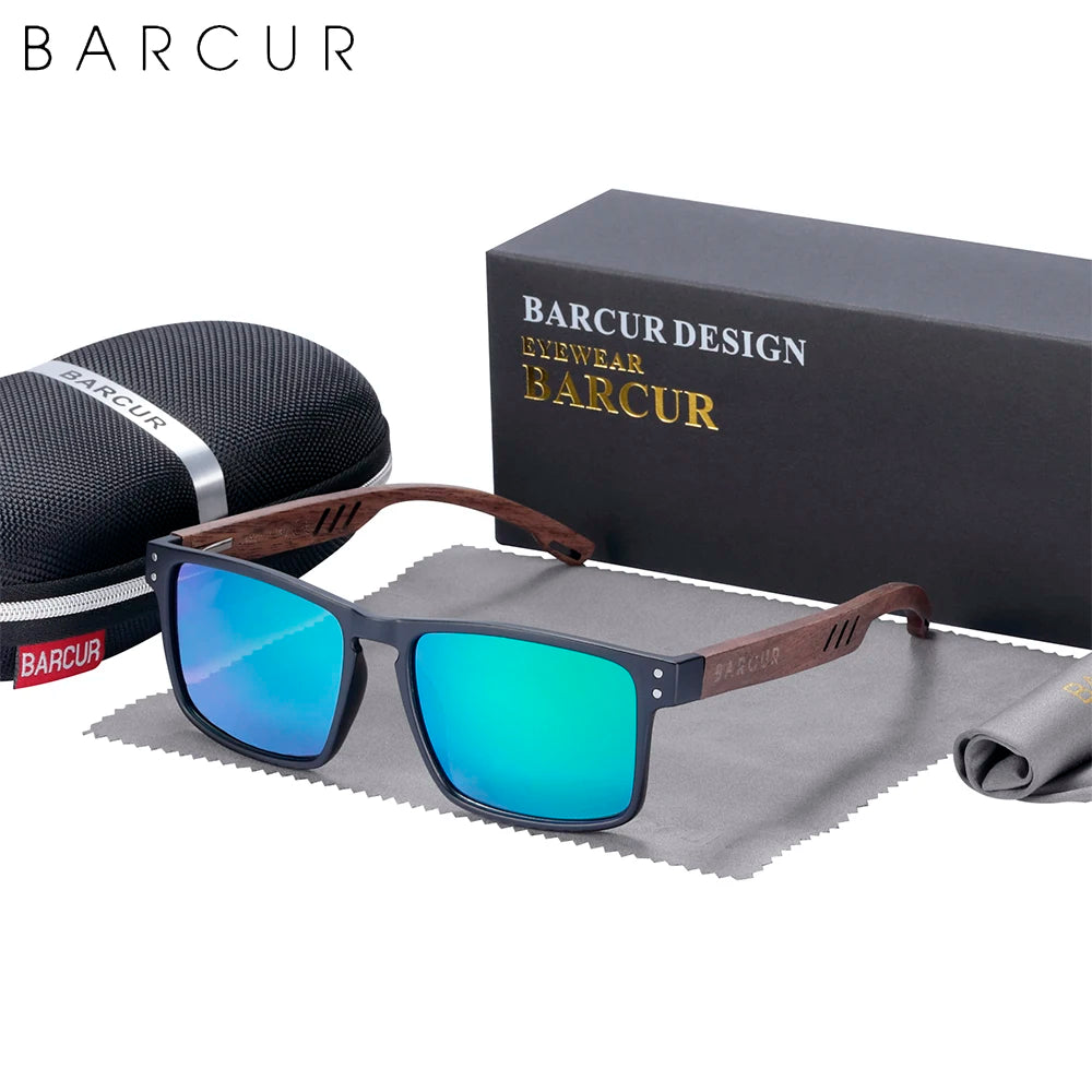 BARCUR Walnut Wood Polarized Sunglasses – Designer UV400 Unisex Shades