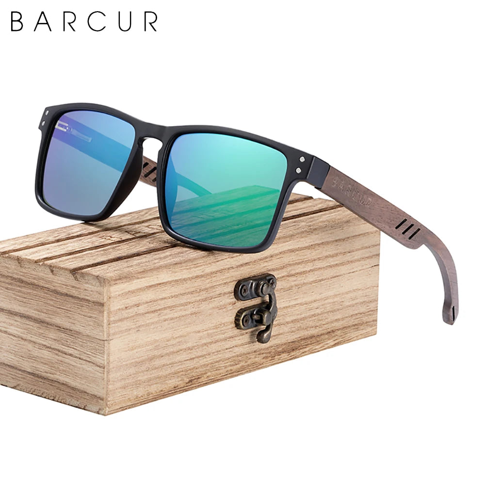 BARCUR Walnut Wood Polarized Sunglasses – Designer UV400 Unisex Shades