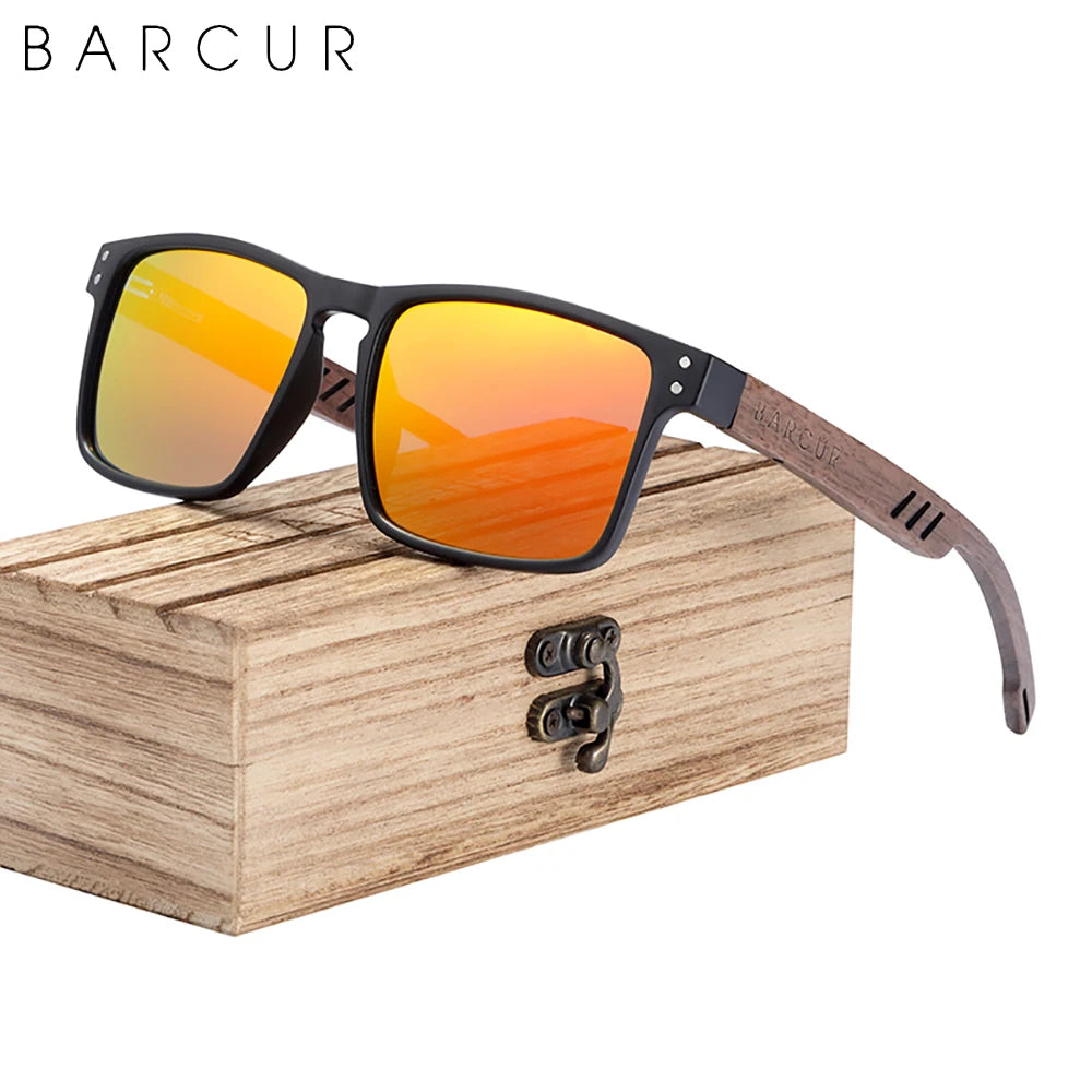 BARCUR Walnut Wood Polarized Sunglasses – Designer UV400 Unisex Shades