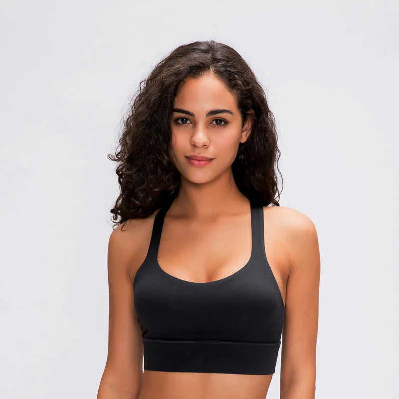 Nepoagym GOAL Cross Back Women Sport Bra - Buttery Soft Medium Support Yoga Bra for Plus Size Women