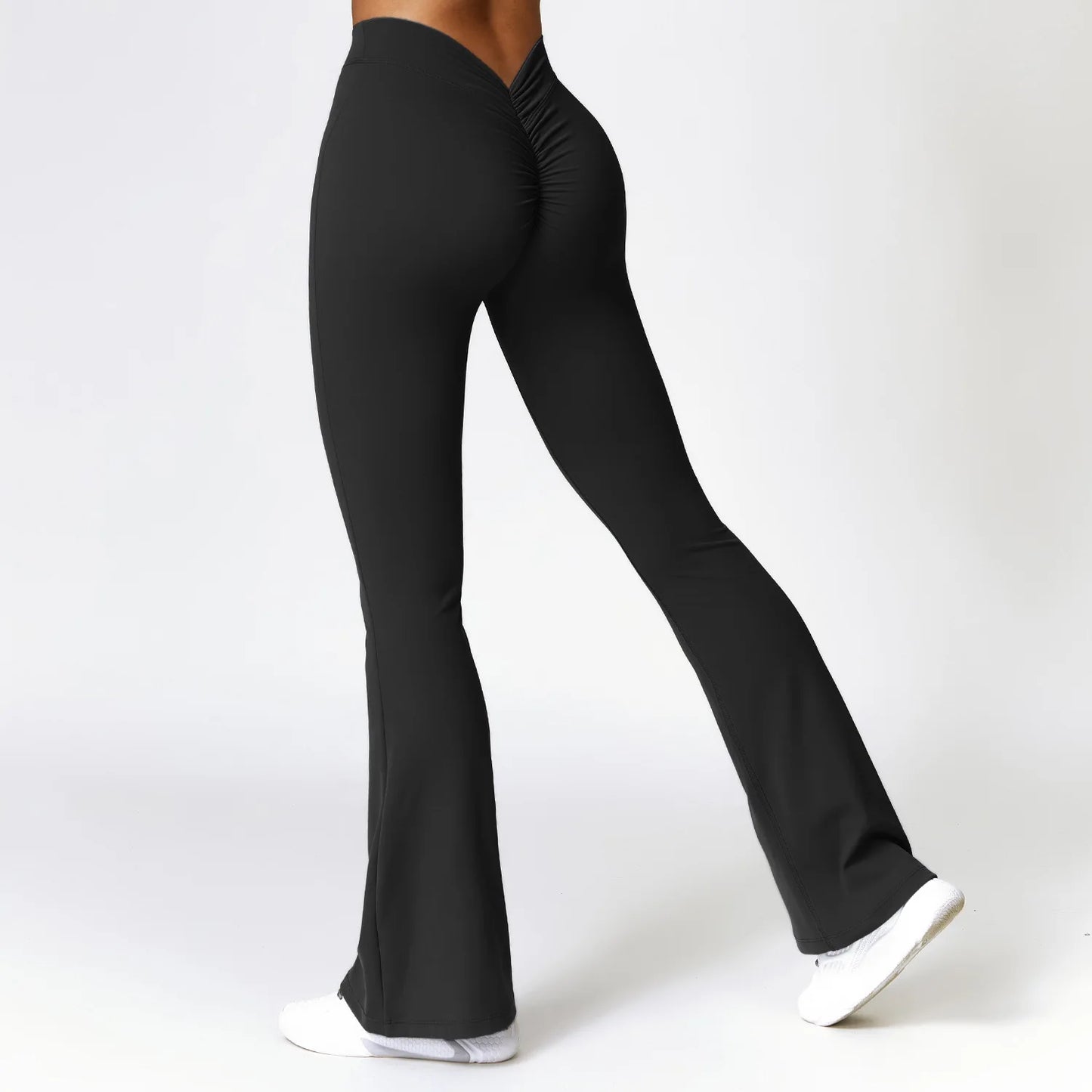 V Back Scrunch Flares Leggings for Women - High Waist Yoga Pants for Gym & Fitness
