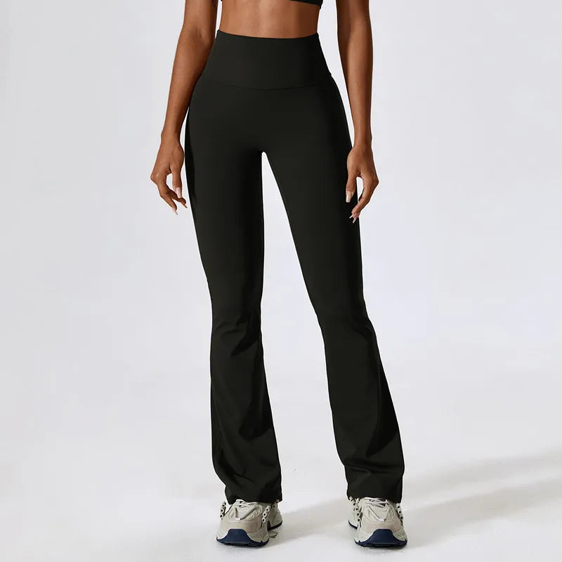 Naked Feeling High-Waist Flared Leggings – Push-Up Breathable Yoga & Fitness Pants for Women